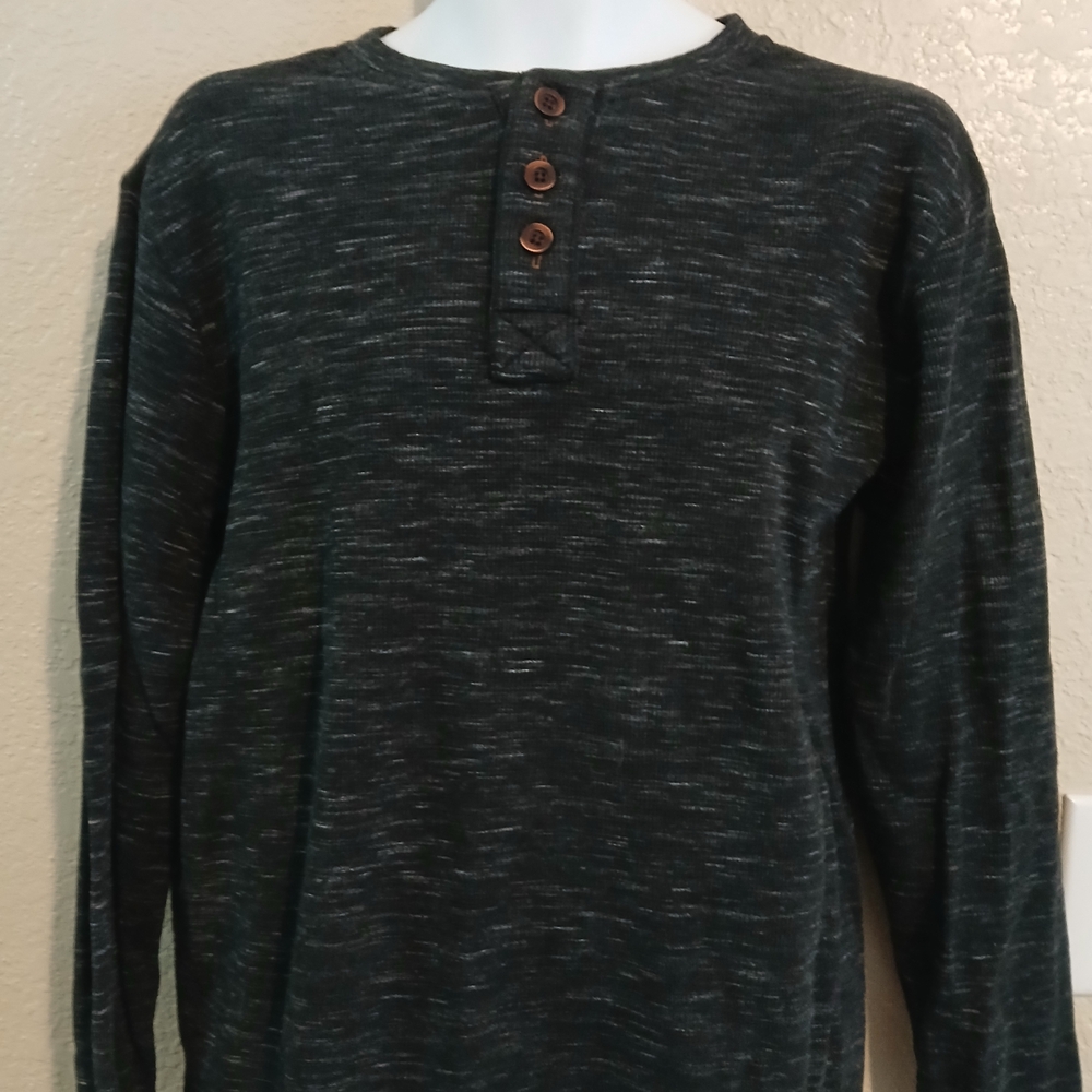Men's Dark Gray Henley Long Sleeve Shirt